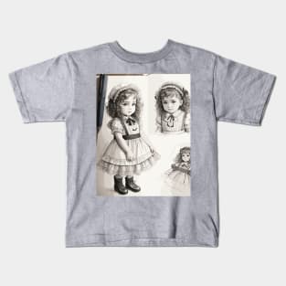 Pencil drawing. Portrait of a charming little girl Kids T-Shirt